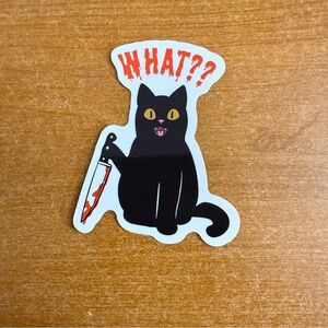 Black Cat‎ Sticker with Knife Design